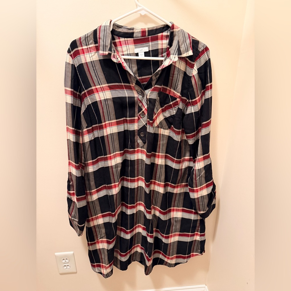 J. Jill Red and Black Plaid Shirt